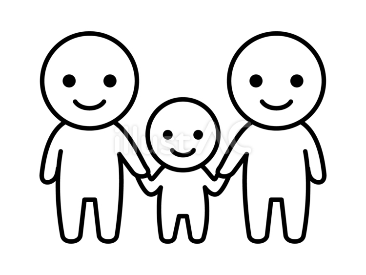手をつないだ家族 棒人間,家族,親子のイラスト素材