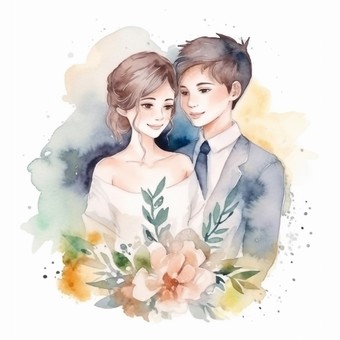 Illustration, marry, couple, a couple, 