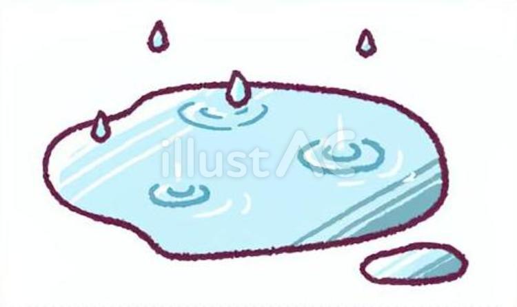 水たまりの手描きイラスト 水たまり,雨水,手描きのイラスト素材