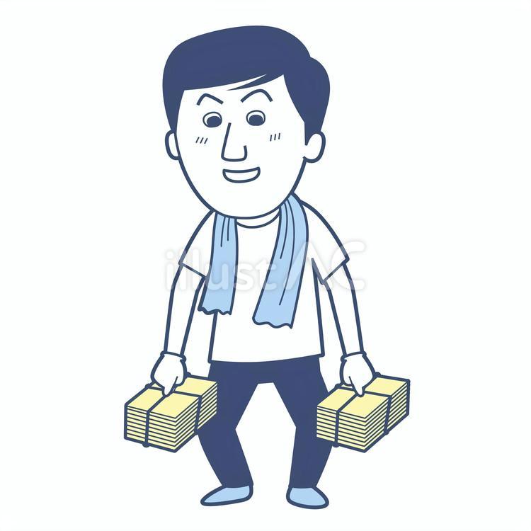 資源回収をしている男性_淡色版 古紙,回収,資源のイラスト素材