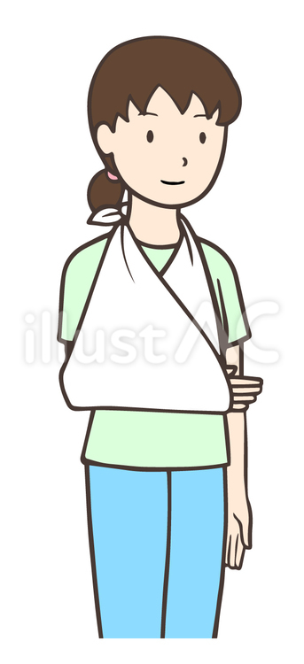 三角巾で腕を支えている人 女性,人物,イラストのイラスト素材