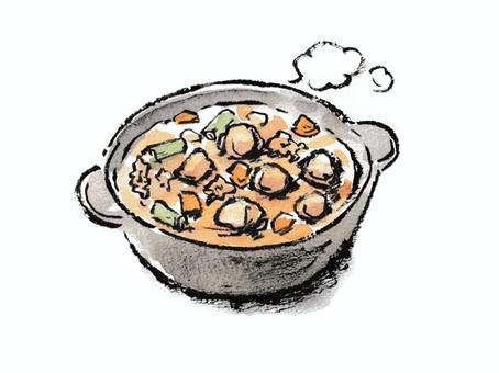 冬に食べたい 山形名物の芋煮 冬に食べたい 山形名物の芋煮 芋煮,食べ物,山形,鍋,冬,里芋,肉,人参,ネギ,土鍋のイラスト素材