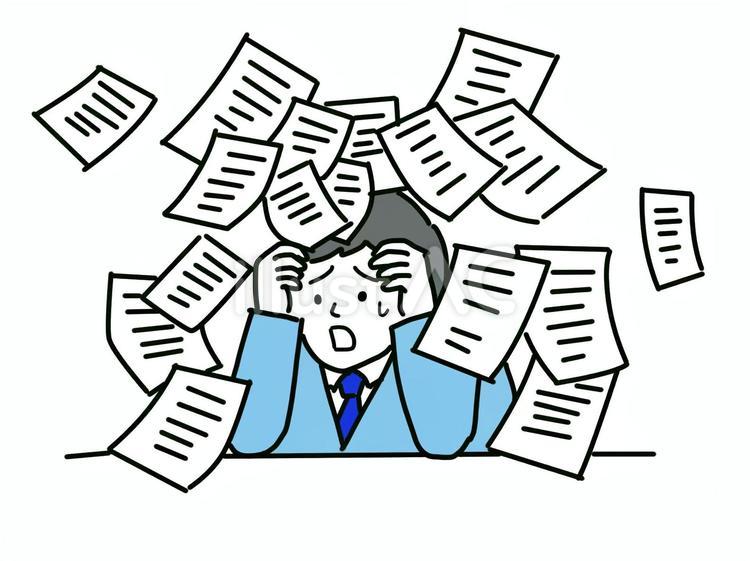 仕事に追われる会社員男性のイメージ 男性,20代,30代のイラスト素材