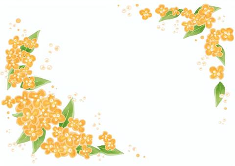 金木犀フレーム1 金木犀フレーム1 金木犀,秋,花,植物,キンモクセイ,黄色,きれい,かわいい,自然,ボタニカルのイラスト素材