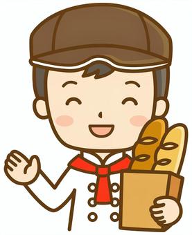パン屋の男性 パン屋,パン屋さん,ベーカリー,パン,店員,従業員,スタッフ,仕事,職業,男性のイラスト素材