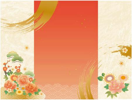 華やか和風フレーム③ 和風,和柄,背景,フレーム,枠,飾り枠,お正月,1月,縁起物,かわいいのイラスト素材