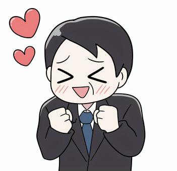 好きを表現する中年サラリーマン 好き,大好き,ファン,恋,恋愛,ドキドキ,ウキウキ,わくわく,キュン,胸キュンのイラスト素材