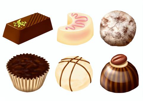 ボンボンショコラ6種セット② ボンボンショコラ6種セット② ボンボンショコラ,チョコレート,バレンタイン,一粒,おやつ,お菓子,デザート,スイーツ,イラスト,手描きのイラスト素材