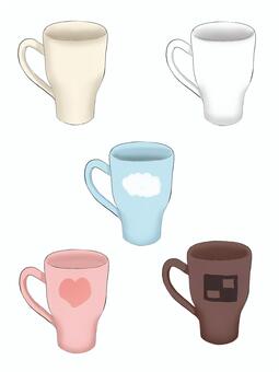 マグカップ５種 マグカップ,冬,飲み物,白,ピンク,水色,茶色のイラスト素材