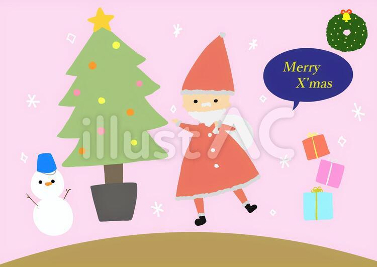 クリスマス クリスマス,サンタクロース,雪だるまのイラスト素材