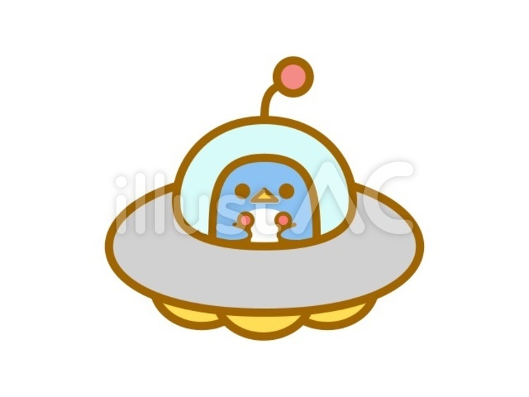 UFO　ペンギン　青 ufo,ペンギン,動物のイラスト素材