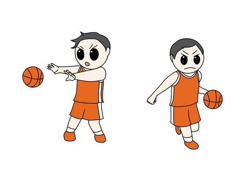男子バスケットボール2 バスケットボール,ドリブル,シュート,パス,ジャンプ,ボール,男子,スポーツのイラスト素材