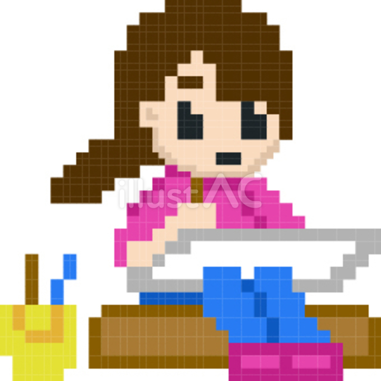ドット絵の女性の絵描きです。 ドット絵,女性,絵描きのイラスト素材