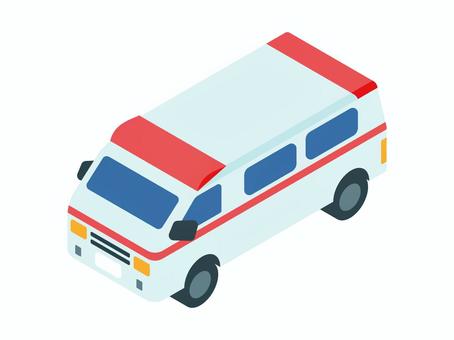 アイソメトリック_医療16 アイソメトリック,立体,アイソメ,斜め上,救急車,緊急車両,医療搬送,119,レスキュー,応急処置のイラスト素材