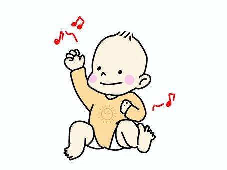 ダンシングベビー オレンジ 赤ちゃん,乳児,保育園,かわいい,ベビー,小さい,カラフル,温かい,やわらかい,パステルカラーのイラスト素材