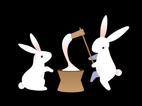 うさぎの餅つき シンプル,かわいい,ベクター,十五夜,お月見,9月,秋,うさぎ,卯,月見のイラスト素材