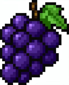 ドット絵の巨峰です。 ドット絵,巨峰,シンプル,ぶどう,紫,果物,フルーツ,秋,房,実のイラスト素材