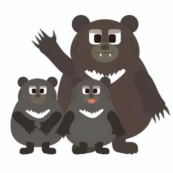 ツキノワグマの親子 ツキノワグマ,熊,くま,クマ,親子,子熊,生き物,動物,哺乳類,野生のイラスト素材