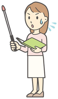  ロングヘア女性-365-全身 ポインター,女性,女の子,人物,かわいい,ポイント,説明,勉強会,プレゼンテーション,講義のイラスト素材