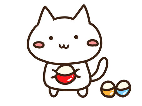 ガチャガチャのトイカプセル補充する白ねこ ガチャガチャ,トイカプセル,補充,ねこ,趣味,遊ぶ,集める,おもちゃ,好き,買うのイラスト素材