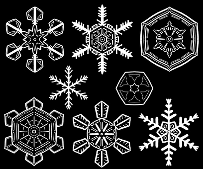 雪の結晶《ホワイト》 雪の結晶,雪,結晶,寒い,冬,12月,1月,2月,クリスマス,キラキラのイラスト素材