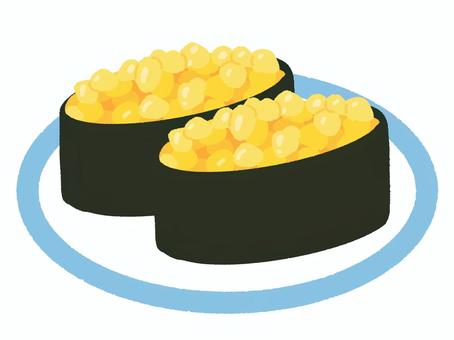 寿司(コーン軍艦02) 寿司(コーン軍艦02) コーン,寿司,軍艦,海苔,食べ物,和食,日本食,皿,回転寿司のイラスト素材