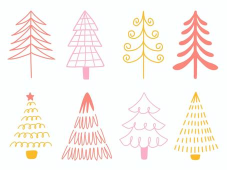 北欧テイストの木セット 北欧テイストの木セット 冬,雪,雪景色,ツリー,森,木,植物,自然,北欧,シンプルのイラスト素材