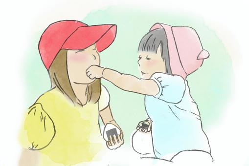 ピクニック 女の子,こども,ピクニック,姉妹,おにぎりのイラスト素材