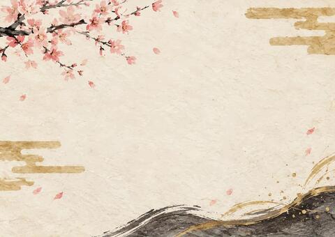 和風背景 桜 バックグラウンド,高級感,新春,正月,伝統,日本画,背景素材,筆線,墨,壁紙のイラスト素材