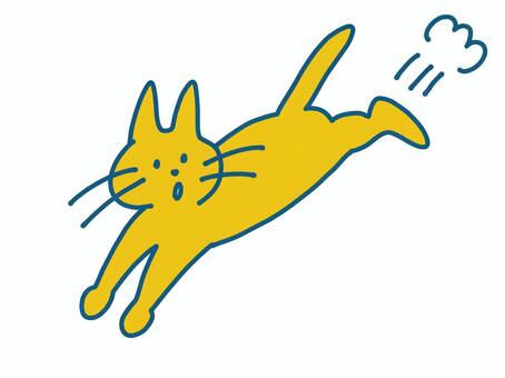 逃げるネコ 逃げる,ネコ,ねこ,猫,ゆるい,シンプル,手描き,線画,かわいいのイラスト素材