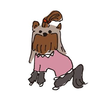 洋服　女の子 犬,ペット,洋服,女の子,服,リボン,装飾,ピンク色,茶色,黒色のイラスト素材