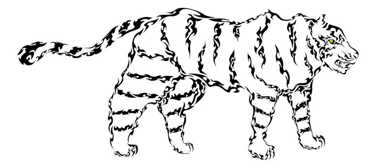 Tribal-style tiger, , JPG, PNG and AI