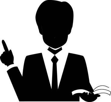 先生シルエット 先生,講師,本,持つ,説明,解説,スーツ,ネクタイ,男性,白黒のイラスト素材