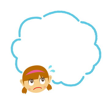 吹き出しと焦る女性の顔イラスト