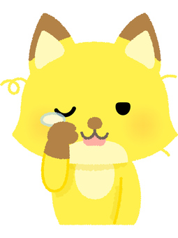 狐寝起き きつね,寝起き,眠い,涙目,フォックス,動物,黄色のイラスト素材