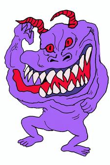 紫色のデーモン 紫,悪魔,全身,デーモン,怖い,手描きのイラスト素材