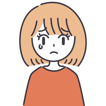 【そのまま使える】二色の女性9 女性,お母さん,お姉さん,表情,涙,おかっぱ,顔,バストアップ,正面,困るのイラスト素材