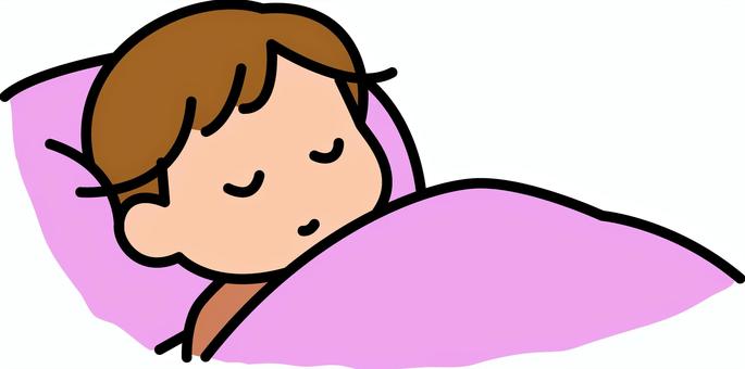 ピンクの布団の子供です。 ピンクの布団の子供です。 布団,子供,シンプル,寝る,枕,眠る,おやすみ,寝室,寝顔,ピンクのイラスト素材