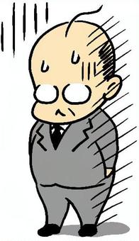 ショックのちびかわおじさん　灰 ショック,戸惑う,焦る,おじさん,手書き,びっくり,驚く,絶望,悩む,悩みのイラスト素材