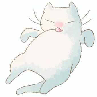 毛繕い２ 猫,毛繕い,生き物,水彩,鉛筆のイラスト素材