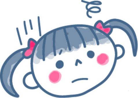 落ち込んでもやもやする女の子のイラスト アイコン,子供,顔,女の子,ショック,もやもや,沈んでいる,落ち込む,落ち込んでいる,小学生のイラスト素材