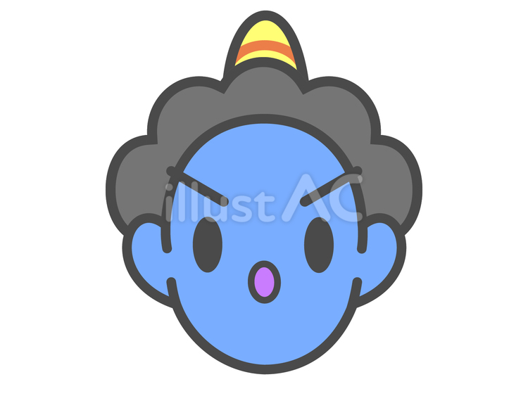 青鬼（顔） 鬼,妖怪,昔話のイラスト素材