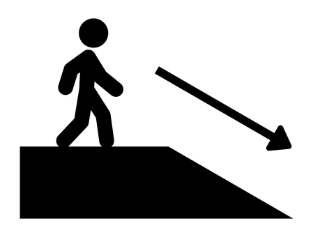 下り坂 下り坂,坂道,下り,道,歩行者,人,歩く,矢印,シルエット,黒のイラスト素材