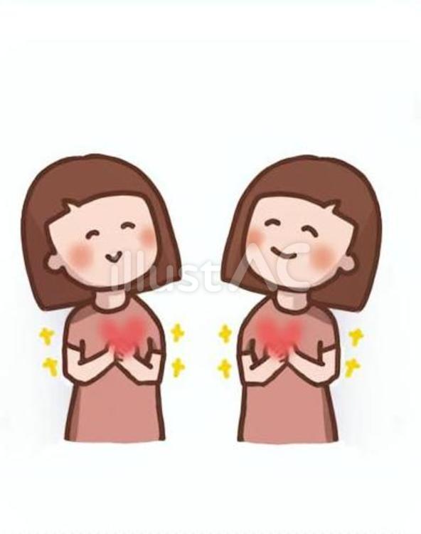 ハートの声を大切にする女の人（2人） 心の声,本音,大事のイラスト素材