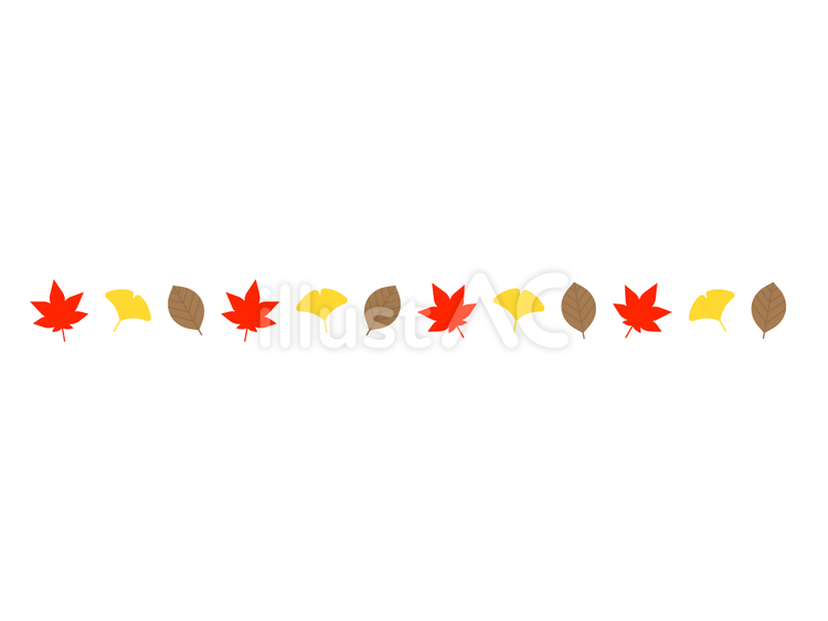紅葉とイチョウと枯れ葉のライン 紅葉,葉っぱ,枯れ葉のイラスト素材
