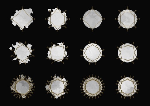 マーブルテクスチャと金色のフレーム マーブル,アイコン,セット,フレーム,枠,抽象,グレー,ゴールド,水彩,モダンのイラスト素材