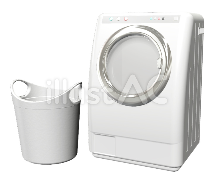 ドラム式洗濯機と洗濯かご ドラム式洗濯機と洗濯かご 洗濯機,洗濯,ドラム式洗濯機のイラスト素材