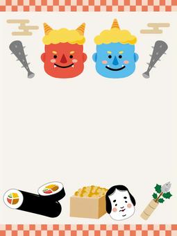 Setsubun letter frame [vertical], , JPG, PNG and AI