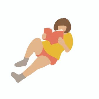 本を読んでいる女の子 読書,漫画,夢中,読む,活字中毒,だらだら,休憩,リラックス,ごろごろのイラスト素材