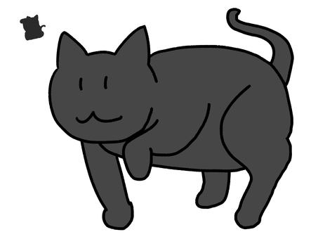 招き猫 招き猫 猫,動物,生き物,黒,招き猫,かわいい,シンプル,しっぽ,手描きのイラスト素材